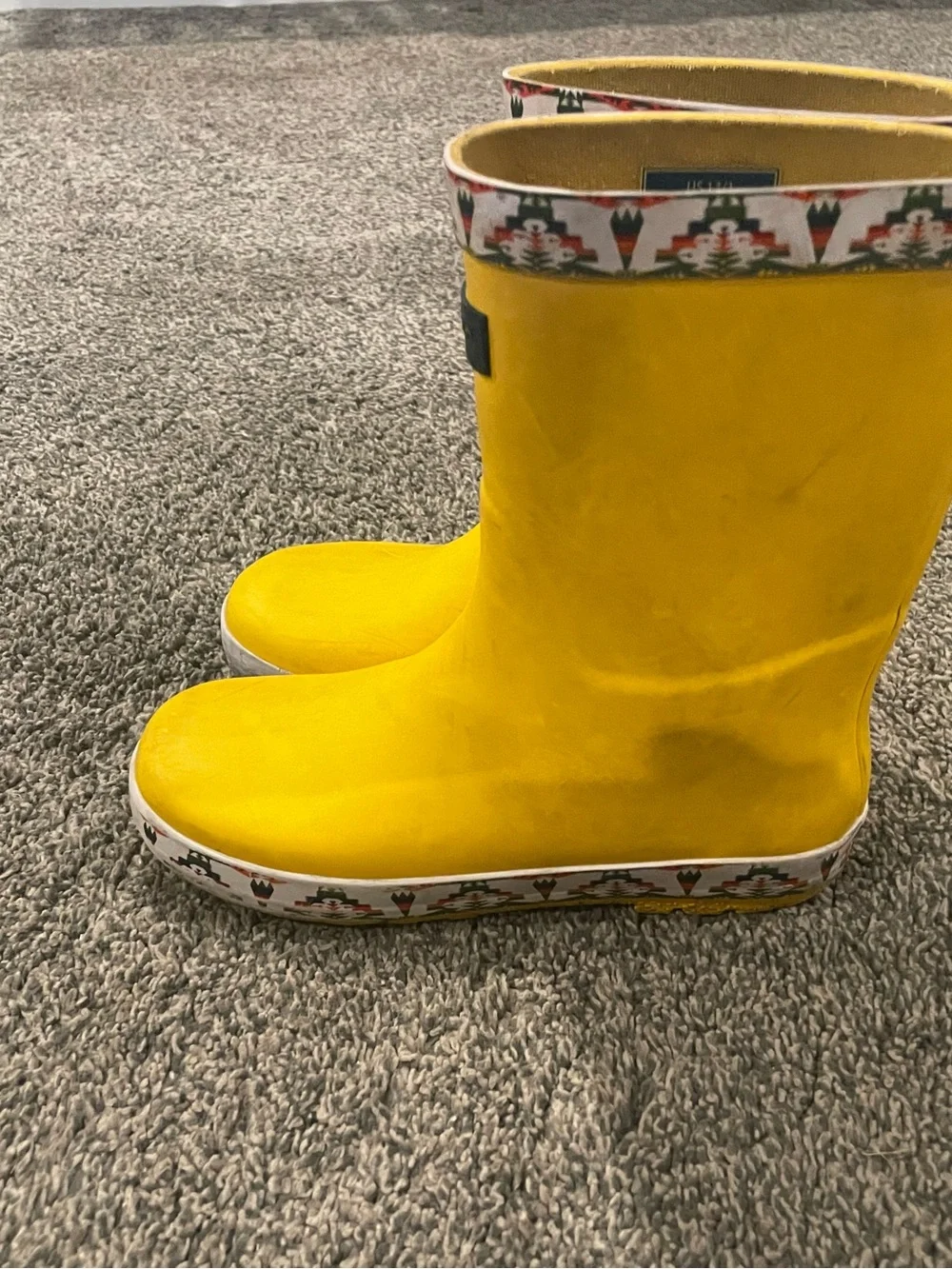 Pendleton Kids Yellow Rain & Snow Boots with Patterned Cuff